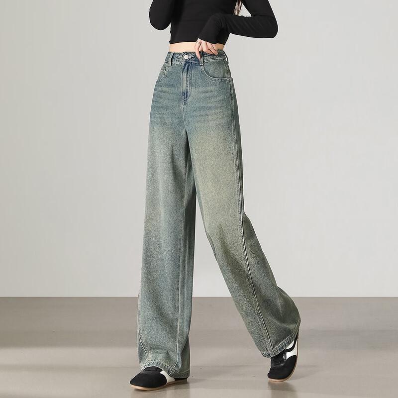 

Женские джинсы TonLion 2025 Осень/Зима Ретро Прямые 29