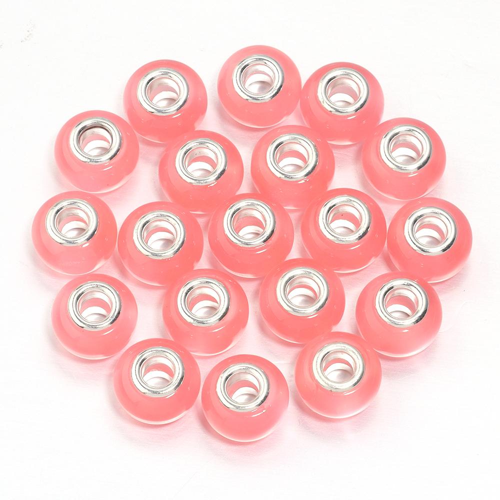 20Pcs Resin Round Large Hole Beads Imitation Cat Eye Stone Glossy Loose Beads for Jewelry Making Findings DIY Bracelet Necklace