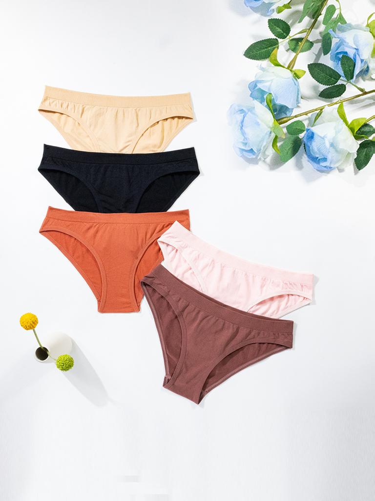 European and American low-rise underwear sports seamless and comfortable solid color sexy elastic briefs women's skin-friendly and breathable