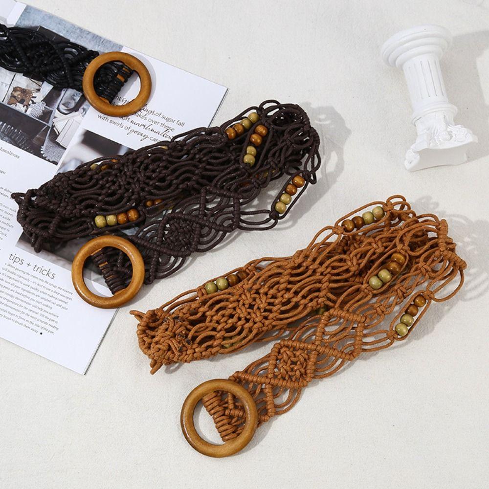 Wax Rope Weave Belt Retro Ethnic Style Waistband Fashion Waist Rope  Waist Accessories