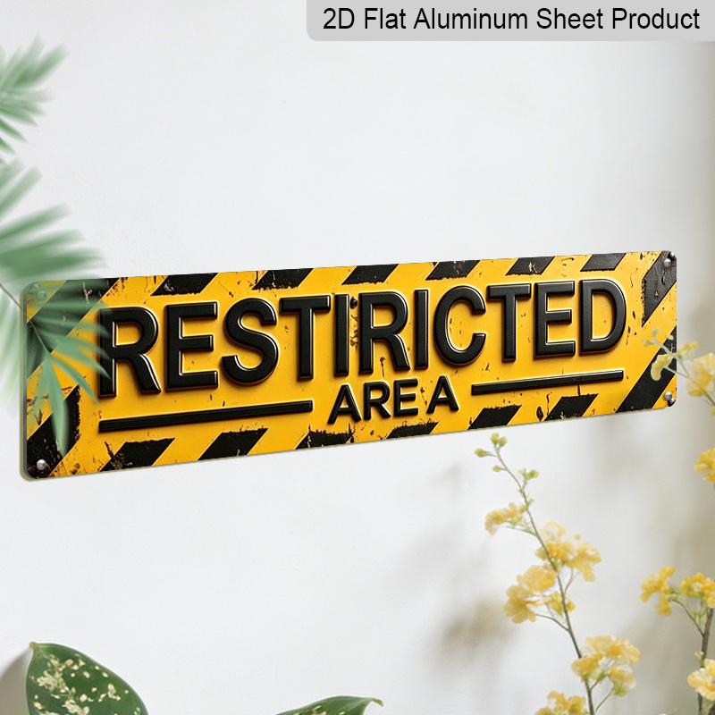 2D FLAT 1pc Restricted Area Sign Vintage Warning Aluminium Decorative Sign Wall Art Wall Decor Room Decor Home Decor Restaurant Decor Bar Decor Cafe