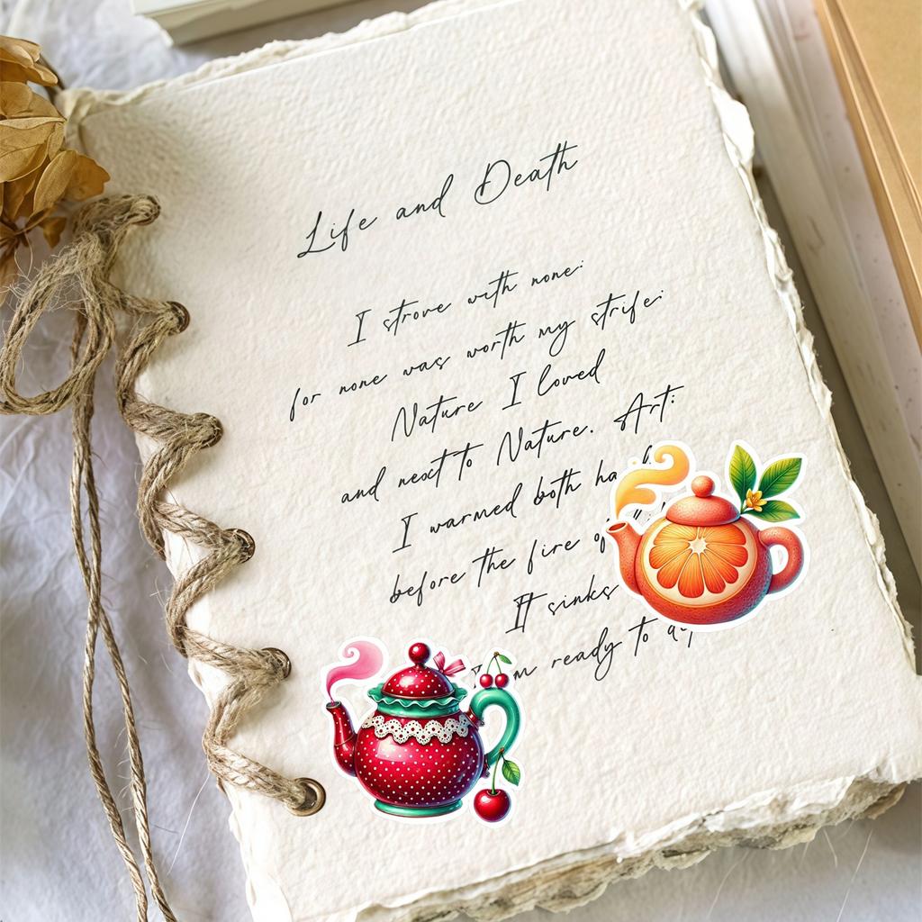 18pcs Creative Self-made Fruit Flower Tea Kettle Scrapbooking Stickers/decorative /DIY Craft Photo Albums Planner Stickers