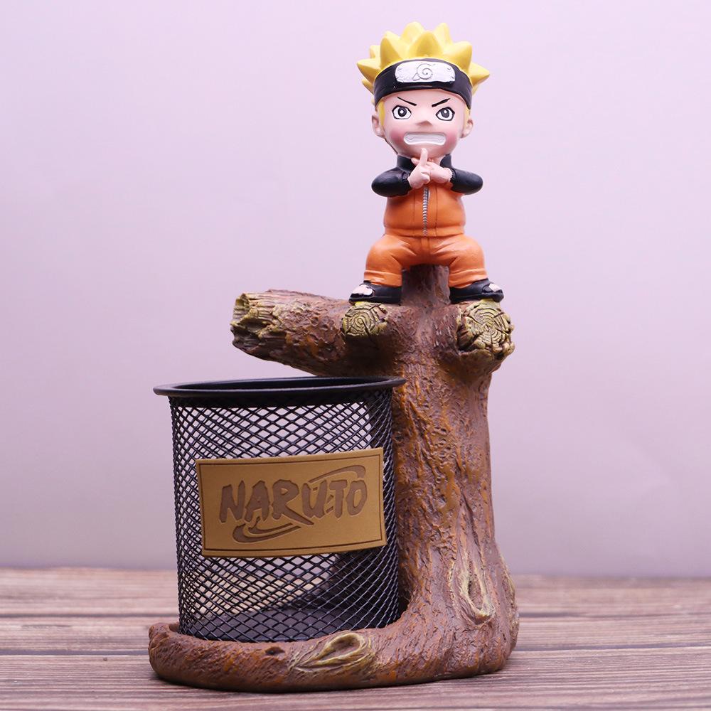 Anime Cartoon Naruto Charakter Harz Dekoration Desktop Aufbewahrung Stifthalter Kreatives Schülergeschenk Metallgitter Stifthalter