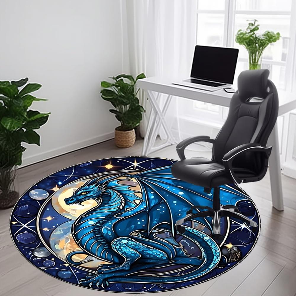 1pc Dragon Fantasy Office Round Area Rug, Under Office Chairs Bedroom Living Room Home Decor, Room Deco