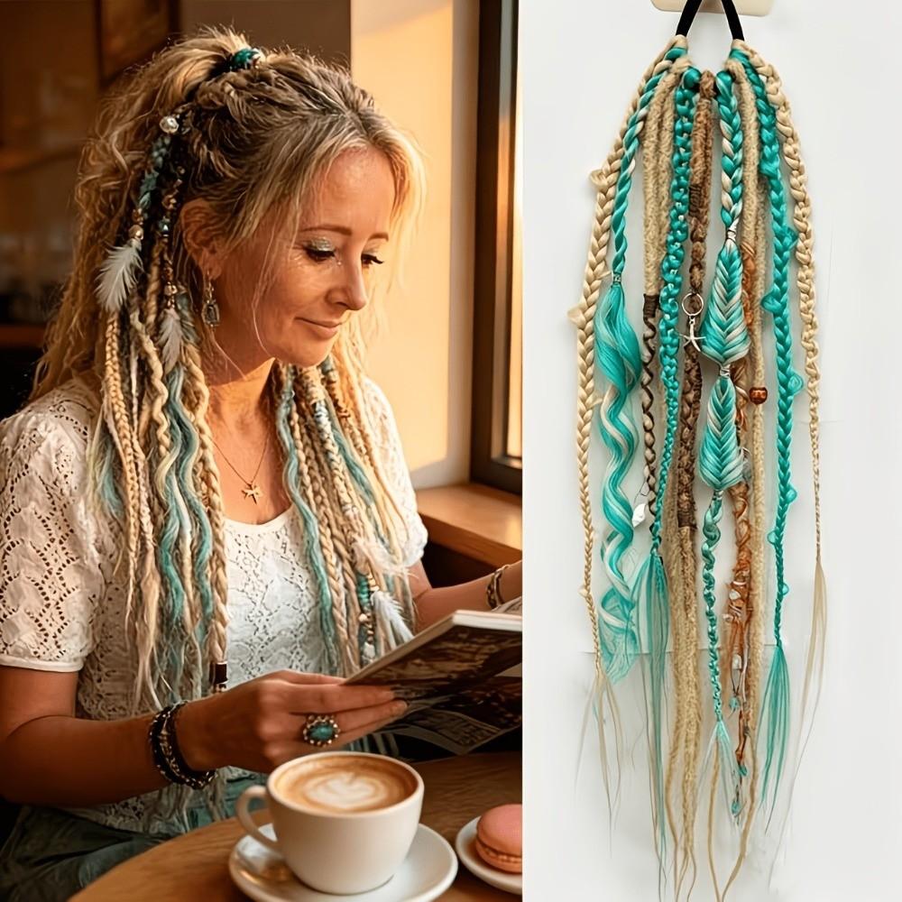 24Inch Textured Dreadlock Ponytail Synthetic Twist Braid Hairpiece Women's Braided Wigs DIY