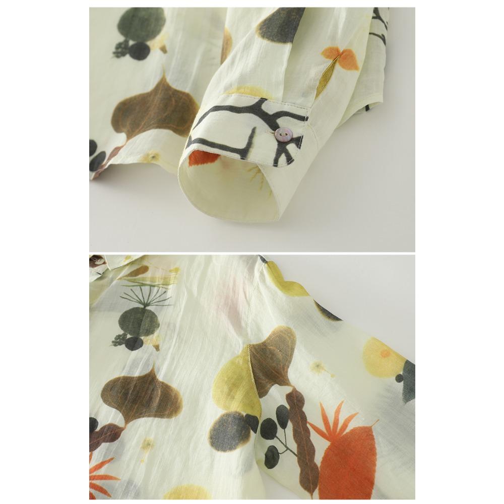 Dimanaf 2025 Blouse Women Long Sleeve Linen Vintage Blouses Shirts Thin Tops Tees Loose Floral Tees