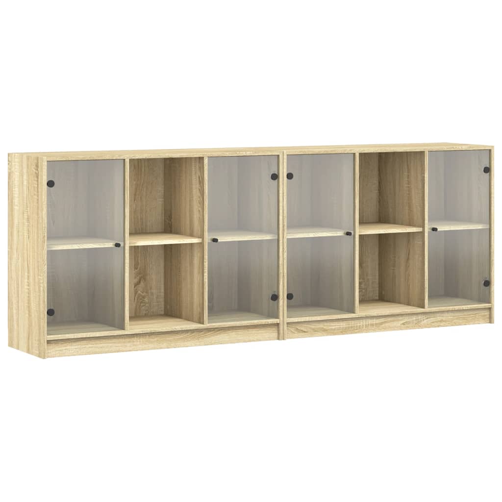 Bookshelf with Doors Sonoma Oak Finish 204 X 37 X 75 Cm Engineered Wood