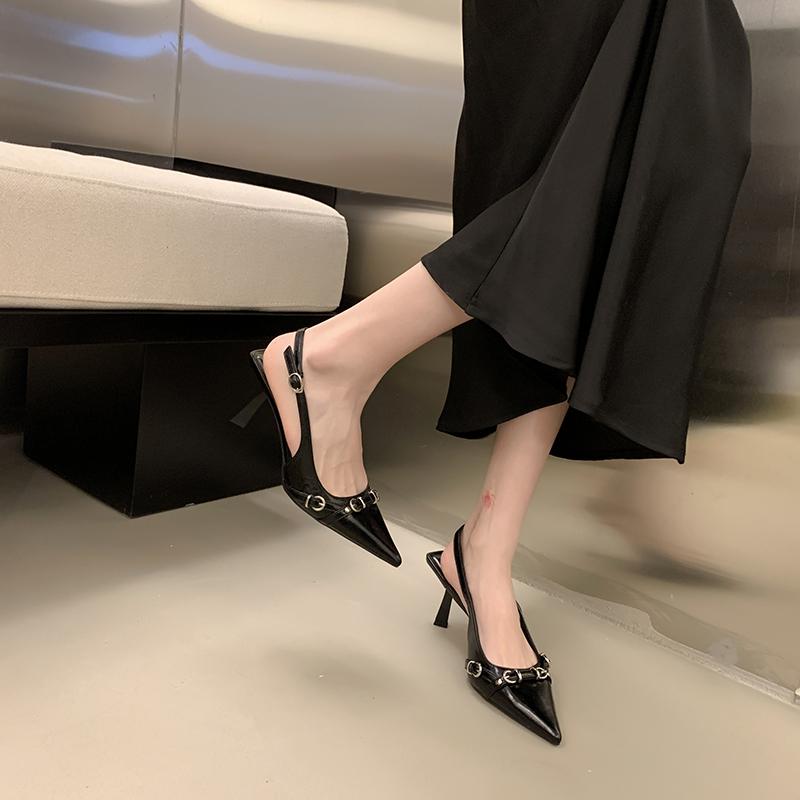 Women's Outer Wear Style High Heels Versatile Sandals with Dress Leisurely Casual Shoes Comfortable Fitting Rubber Sole