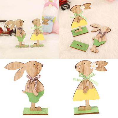Easter Holiday Party Decoration Pendant DIY Painted Wooden Rabbit Decoration Table Decoration Giant Gnome Statue