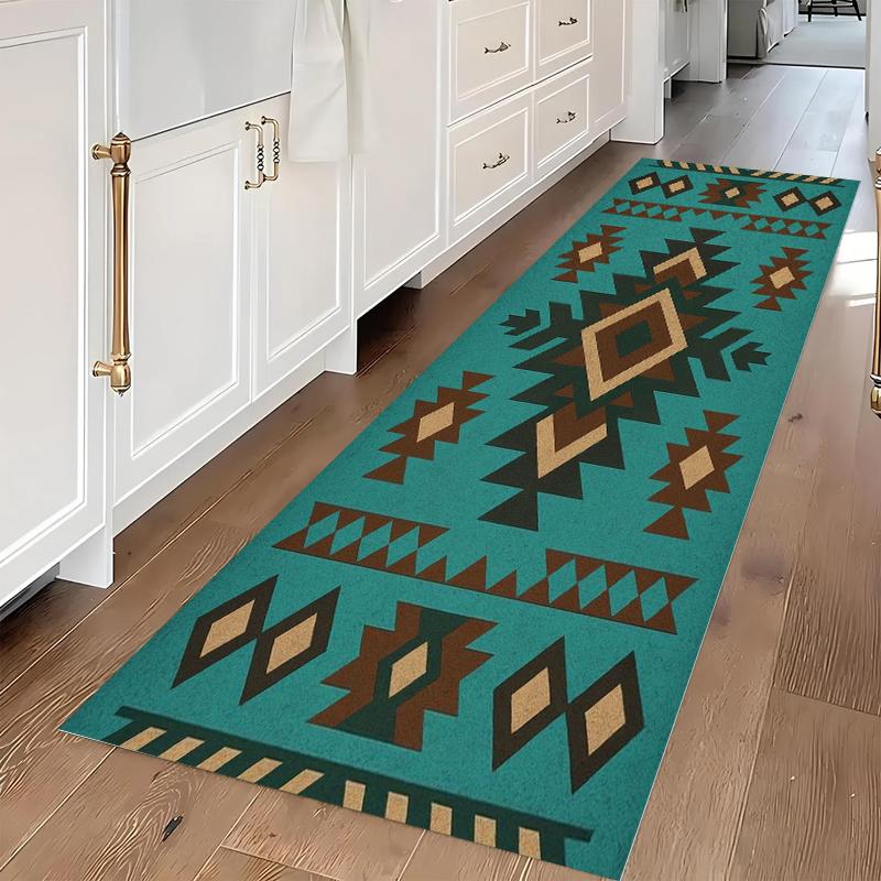 

Chic Southwestern Ethnic Long Runner Rug Exquisite Geometric Design Durable Non-slip Decorative Carpet for Hallway Entryway 40X120CM
