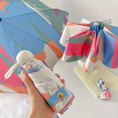 Duhové vinylové slunečník Umbrella Umbrella Dámská sluneční clona pro dvojí použití UV ochrana proti slunci automatické skládání