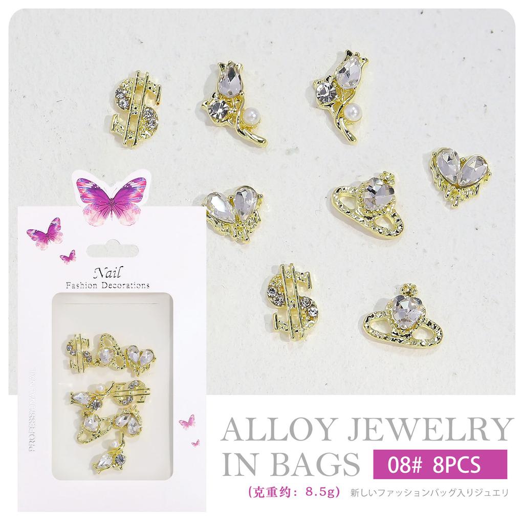 Nail Art Japanese Nail Art Xiaoxiangfeng Love Bow Chain Alloy Nail Art Jewelry