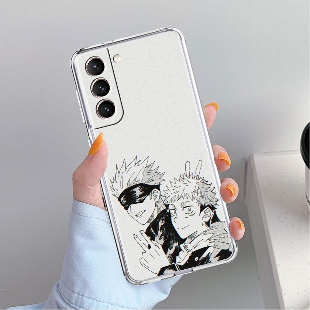 Niedliche Jujutsu Kaisen Anime Klare Hülle für Samsung Galaxy S22 S20 FE S21 S10 S9 Plus Note 20 Ultra 10 Lite Transparente Handyhülle