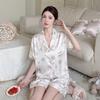 Spring and Summer New Pajamas Women's Print Short-sleeved Shorts Sweet Girl Small Lapel Set Loungewear