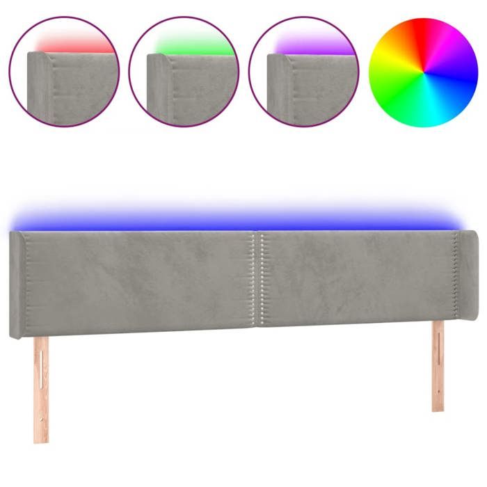 VidaXL LED Headboard Bedroom Furniture Double Bed Accessory Head of Bed Frame Interior Light Grey 3123156