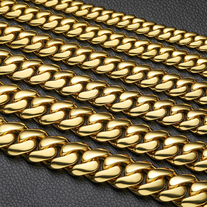 22mm Iced Out Cuban Link Chain Necklace 18K Gold Plated Solid Copper Miami Hip Hop Jewelry With Certificate