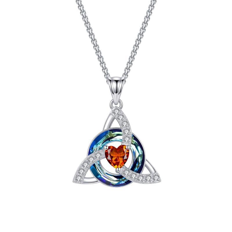 12 Birthstone Knot Necklace Colorful Crystal Trinity Knot Triquetra Pendant For Women Irish Jewelry