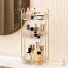 XMWGA Rotating Cosmetic Storage 360 Degree Gold Metal Clear Multifunctional Storage for 3 Box, Rotation, 3-Tier, & Acrylic, Organizer,