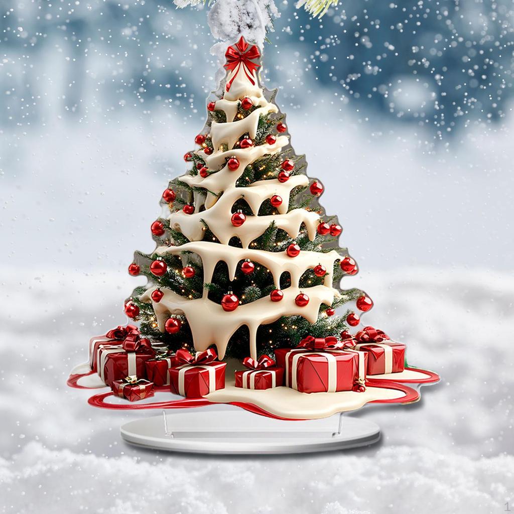 2D Julgran Skylt Akryl Ornament Konstverk Heminredning för Skåp Matsal Skrivbord