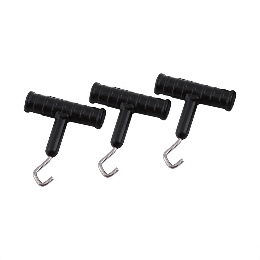 10 Pcs ABS Fishing Baiting Rig Tool Stainless Steel T Shape Handle Hook Fishing Baiting Rig Tool Fishing Knot Puller