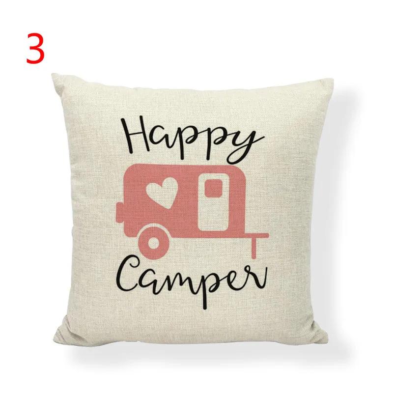 Camping Kissenbezug Camping Druck Heimdekoration Outdoor Leinen Baumwolle Feiertagsgeschenk Kissenbezug