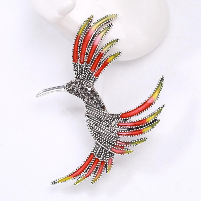 Japan Og Sør-Korea Søt Kreativ Kolibri Brosje Mote Legering Emalje Oljedråpe Diamant Nål Smykker