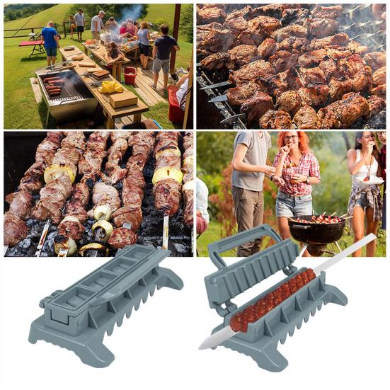 Skewers Kebab Maker Beef Meat Vegetables Kebab Mold for BBQ Grilling Portable Press Type Kebab Tool for Barbecue Parties Picnics