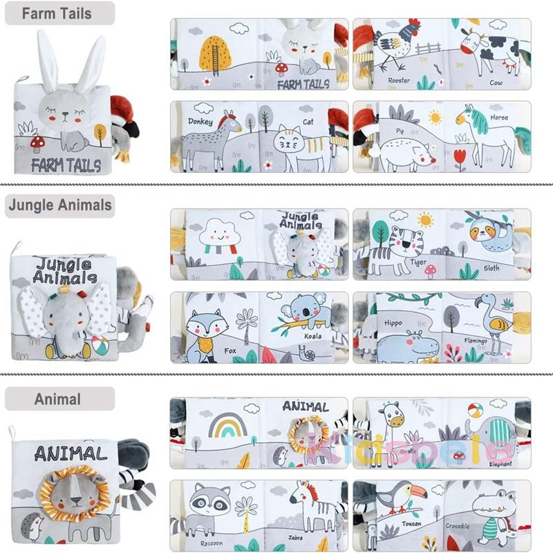Jucărie Carte pentru Bebeluși Șifonat Pânză Moale Cărți pentru Bebeluși Atinge și Simte Senzorial Activitate pentru Copii Mici Educație Timpurie Jucărie pentru Cărucior Hârtie Sunet