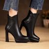 Pointed Toe Platform Women Snow Ankle Boots High Heels Fashion Sexy Pumps Designer Leather Chelsea Boots  Winter New Trend