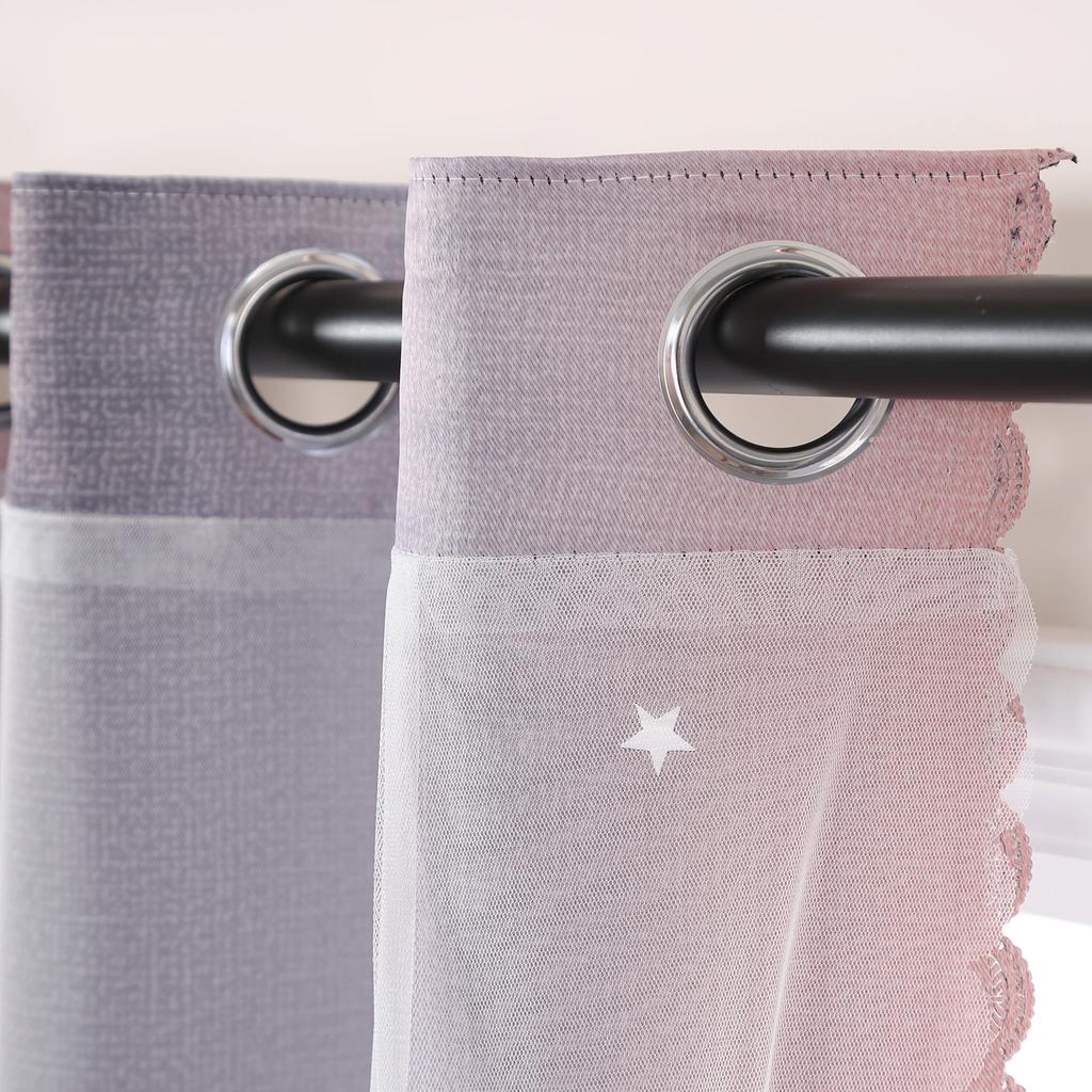 Gradient Double-Layer Perforated Curtains, Hollowed Out Stars, Children'S Room Shading Decoration, One Piece Set