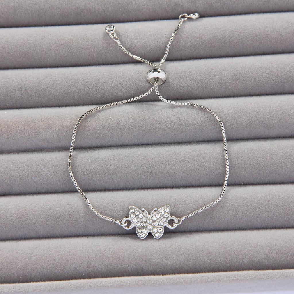 Elegant Crystal Butterfly Bracelet for Women: Adjustable Pull-String, Fashionable Jewelry Inspired by Southeast Asian Style