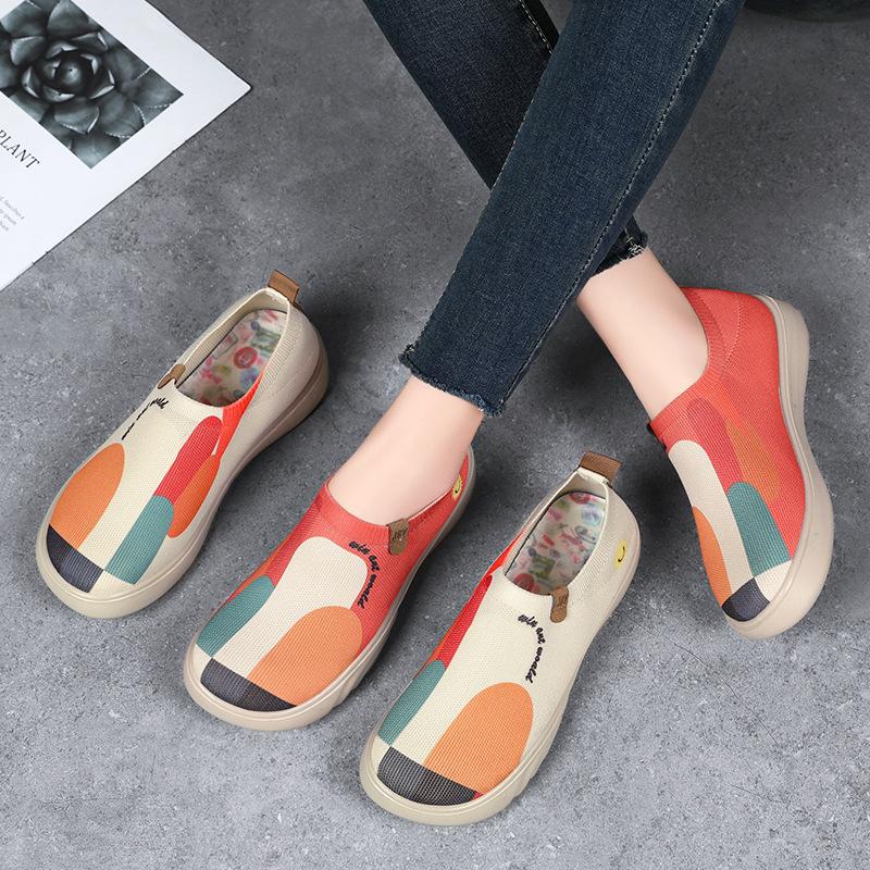 Shoes women's spring new cloth shoes painted casual shoes soft-soled single shoes women