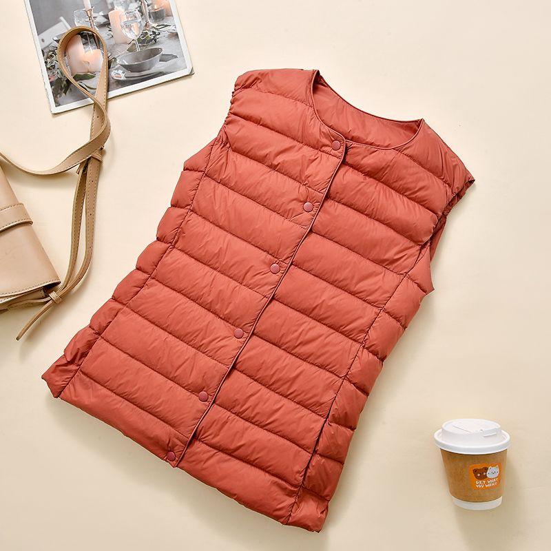 Ultralight Down Vest Women Single-breasted Sleeveless Female Duck Down Waistcoat Puffer Feather Padded Warm Jacket