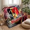 Belgium Football Printed Flannel Blanket Skin Friendly Warm Decorative Throw for Indoor Couch Bed Daily Use