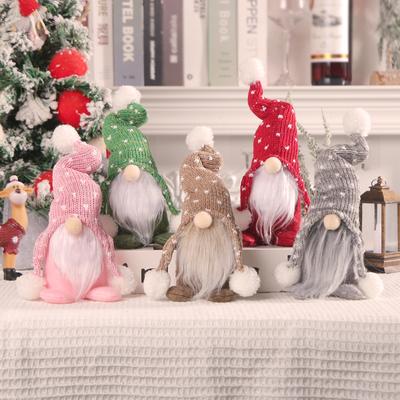 Christmas Rudolph Faceless Doll Forester Knitted Hat Fur Ball Gnome Doll Standing Ornaments