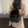 Plush Backpack Women Small Cute Drawstring Fluffy Bag Solid Color Soft Knapsack Winter Warm Faux Fur Shoulder Backpack KTB
