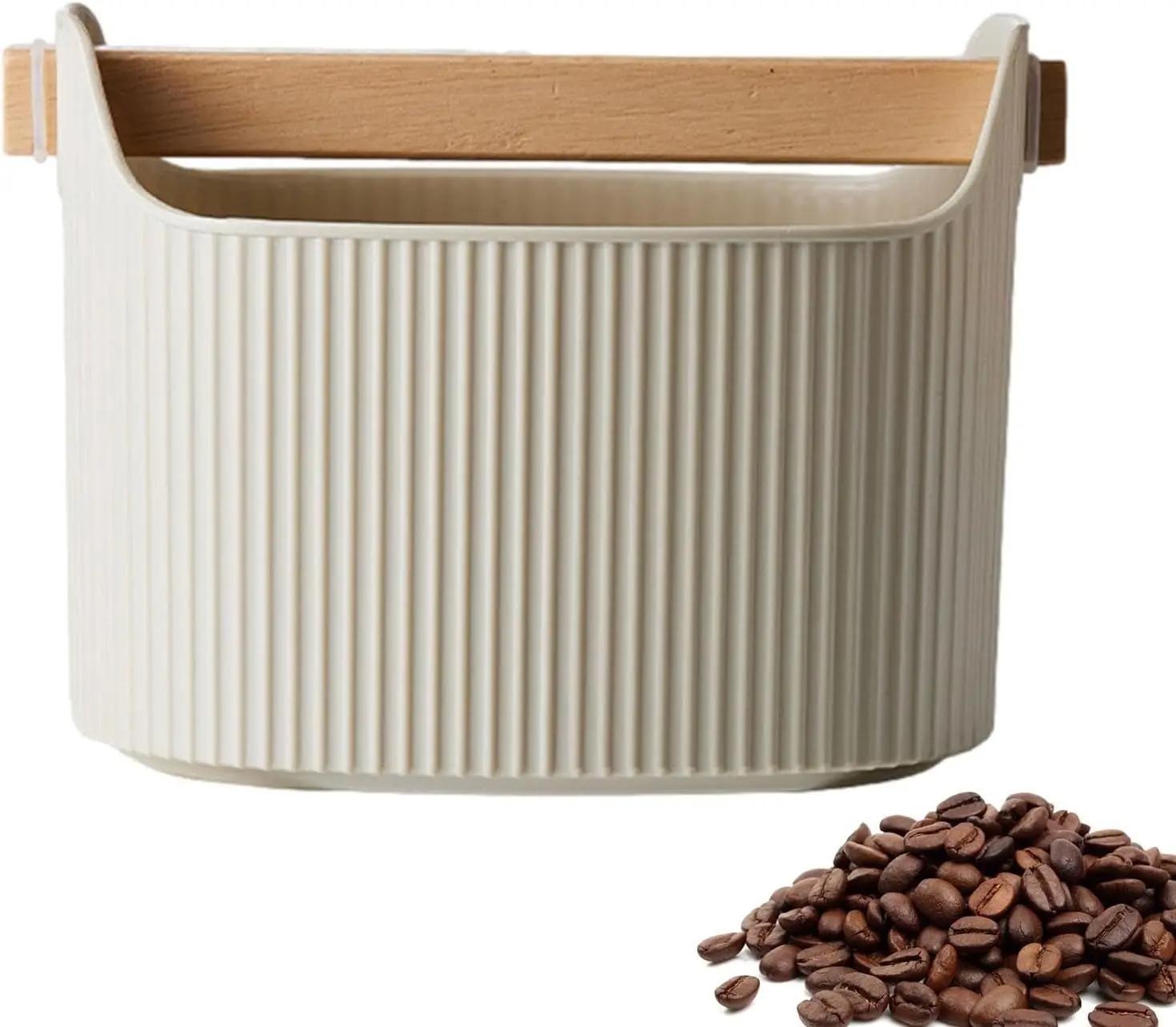 

Coffee Knock Box Espresso Dump Bin for Coffee Grounds with Removable Knock Bar and Non Slip Base Gift Black Round білий