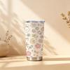 Car Tumbler 591ml Spring Healing Element Straw Cup Tumbler With Lid Straight Tumbler Insulated Travel Cup Portable Tumbler