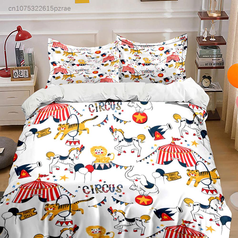 Circus Theme Party Decoration Set Multiple Sizes kid's And adults' Bedroom Exquisite 3PC Bedding set, Gift