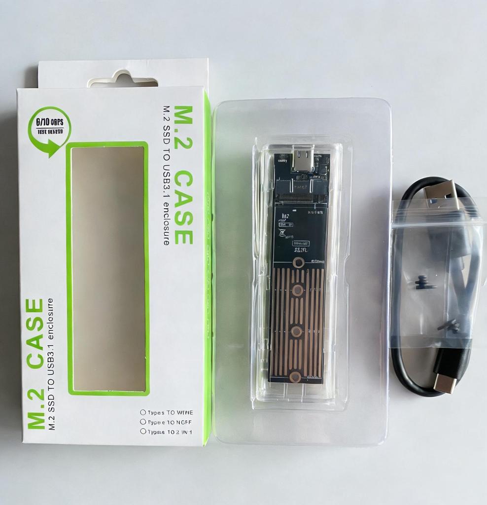 Transparent NVMe M.2 SSD Enclosure, 10Gbps Laptop Mobile Box