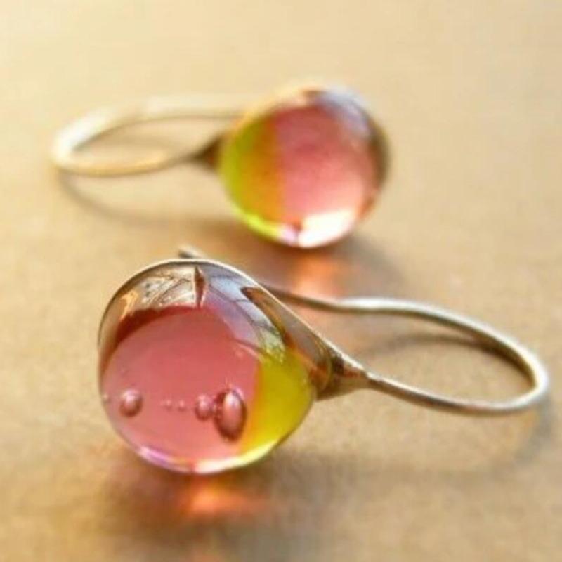 Vintage Runde Eingelegte Weiße Rote Stein Ohrringe Geometrische Kreativität Silberfarbene Hängeohrringe für Frauen Schmuck