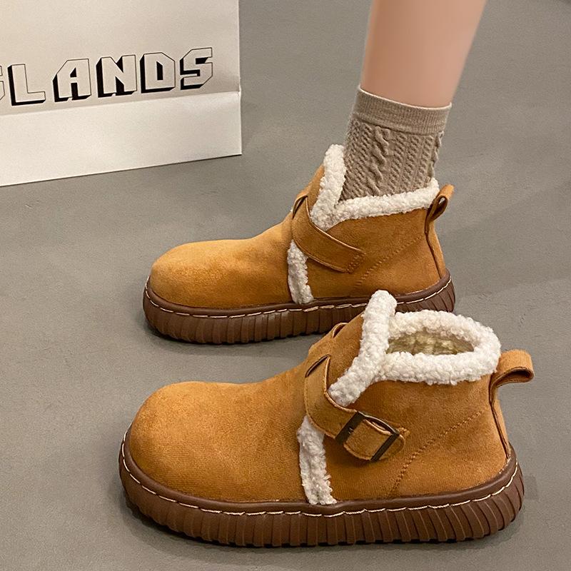 

Женские модные короткие легкие зимние теплые сноубутсы с плюшевой подкладкой, нескользящие, износостойкие, повседневные, для активного отдыха, с меховой отделкой, хлопковые ботинки 40 верблюд