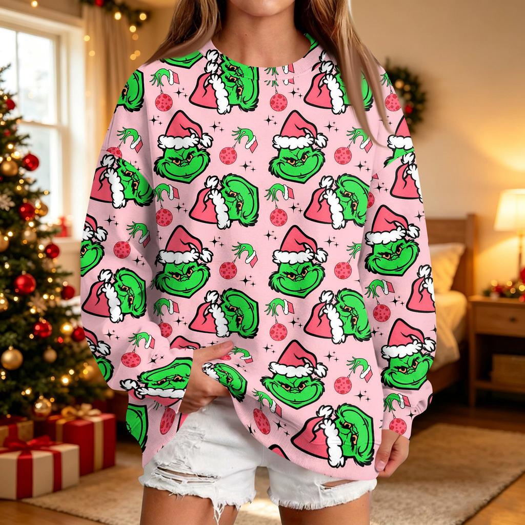 Women's Casual Christmas Print Neck Pullover Sweatshirt