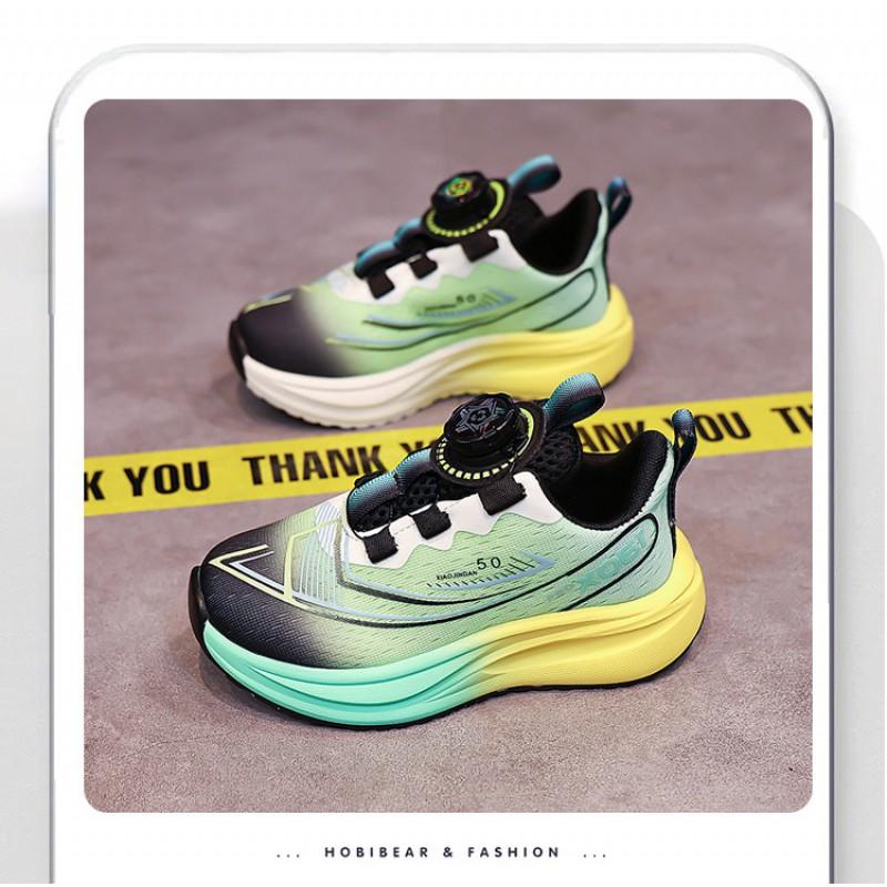 Kids Lightweight Running Shoes Boys Girls Mesh Sneakers With Rotating Hook-and-Loop