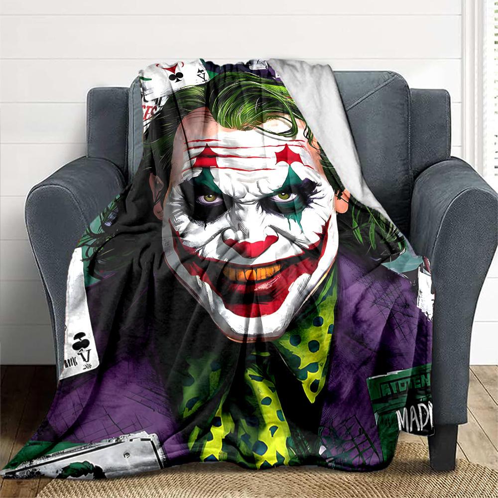 1pc Joker Flannel Throw Blanket - HD Printed Lightweight Soft Warm All-Season Blanket for Sofa, Bed, Travel, Camping 142