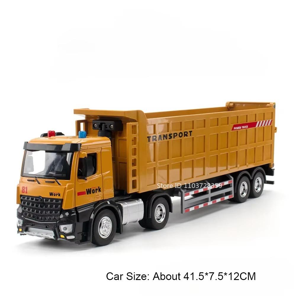 1:24 Container Truck Model Miniature Toys Alloy Diecast Dump Truck Tanker Vehicle Models Sound Light Doors Opened for Kids Gifts