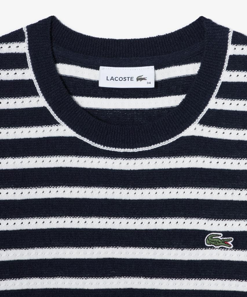 LACOSTE Women'S Boucle Striped Short Sleeve Sweater Af251E-56G 166