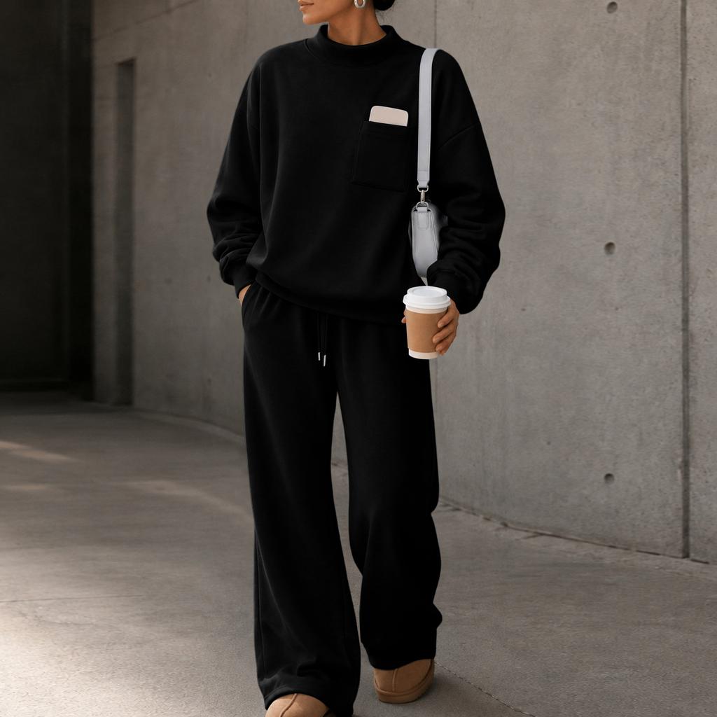 Women's Stylish Casual Long Sleeve Color 2 Piece Sweatsuit Set for Everyday Wear