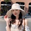 New big edge bucket hat women's summer sunscreen sun hat color glue face cover beach hat foldable bow