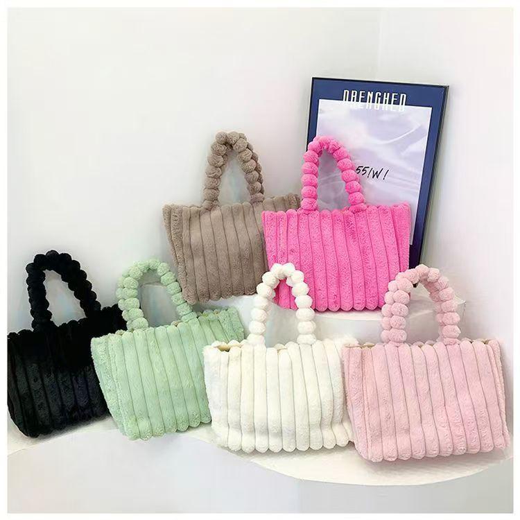 Large Plush Tanghulu Tote - Cute, Fashionable, Single-Shoulder Handbag for Autumn/Winter